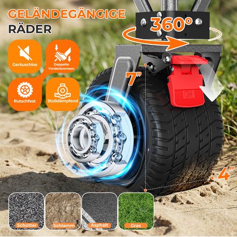 Carrello Pieghevole Modenuit da 200L+100L con Ruote All-Terrain da 17x10 cm e Sponda Estensibile, 140 cm - Nero (1/5)