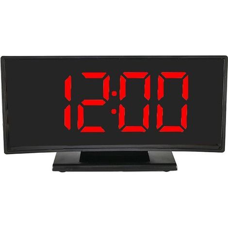 Longziming – Großer digitaler LED-Wecker – Rotes Display – Moderner, gebogener Wecker – Digitaler Wecker für Schlafzimmer und Arbeitsplatz (1/5)