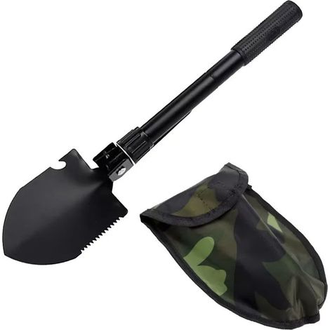 Pelle d'ingénieur pliable et portable pour camion, utilisable en camping, avec tente, outil de survie et d'autodéfense, et sac de rangement pour boussole. (1/5)