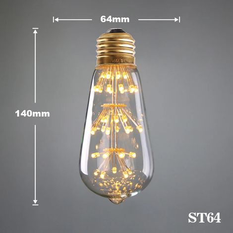 Lampes de croissance pour plantes (ST64,E27 220V) Lampe LED Edison vintage ciel étoilé, ampoules LED rétro effet feu d'artifice (non dimmables), décoration de Noël pour la maison ou les clubs. (1/5)