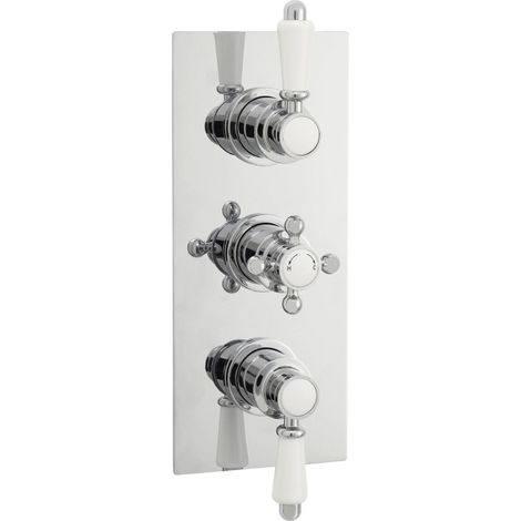 Traditional Concealed Triple Thermostatic Shower Valve with 2 Outlets in Chrome Finish by Balterley