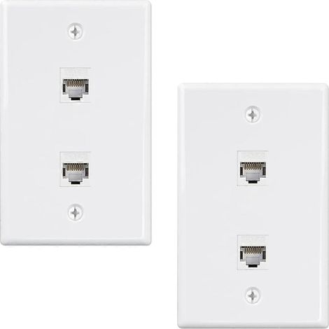 Lot de 2 plaques murales RJ45 Cat6, adaptateur femelle-femelle 2 ports Ethernet, panneau de connexion à encastrer (1/5)