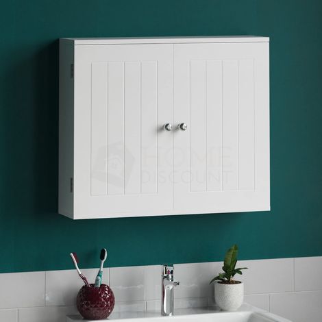 Bagno Vida Doppia Porta Armadietto da Parete, Legno, Bianco (1/4)