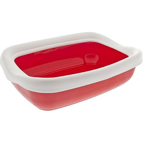 Bac à litière pour chat en plastique modèle BETA complet avec bac et bord arrondi