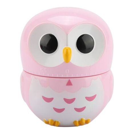 Minuteur de cuisine manuel - motif hibou mignon - plan de travail pour la cuisine (rose)