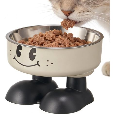 Erhöhter Futternapf für Hunde und Katzen, Edelstahl, auslaufsicher und erbrochenensicher, verstellbar, für Welpen und ältere Hunde, reduziert den Platzbedarf (1/5)