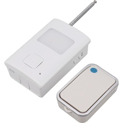 Sonnette sans fil avec 1 émetteur et 1 récepteur, lumière LED clignotante et bouton d'appel d'urgence. (1/5)