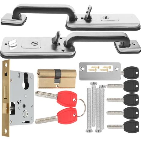 Serrures de porte extérieure avec poignée à levier réversible en acier inoxydable pour portes extérieures de magasins, ensemble 1 set design sécuritaire Couleur Aléatoire (1/5)