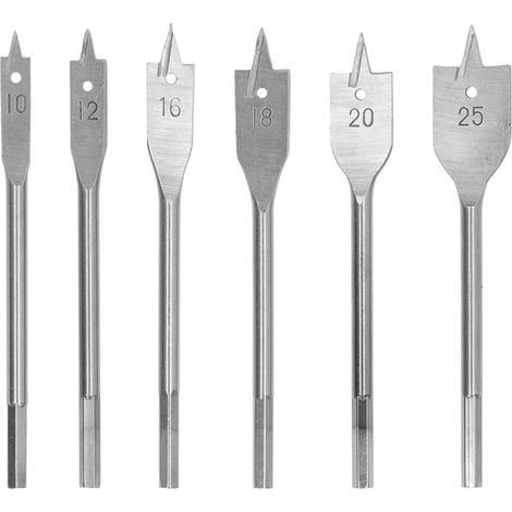 Jeu de forets à pelle en acier à haute teneur en carbone, 6 pièces, 3 bords incisifs, tige hexagonale, bois pour le travail du bois, argent