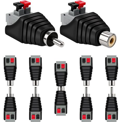 Paires RCA Male Femelle vers Bornes à Femelle AV Audio Vidéo, RCA vers Haut-Parleur Adaptateur de Fil Subwoofer Haut-Parleur Phono pour Caméra de Surveillance (1/5)
