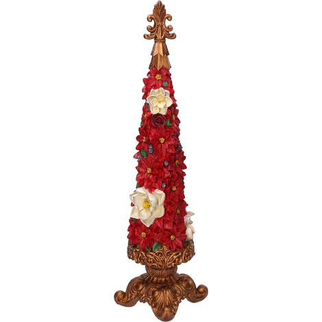 Albero resina con fiori rosso cm13x13h47,5 (1/2)