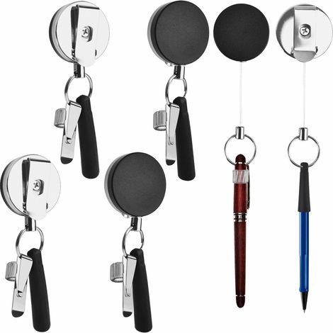 Lot de 4 porte-crayons rétractables avec clip de ceinture et porte-clés - Cordon universel pour charpentiers, travailleurs, infirmières, serveurs (1/5)