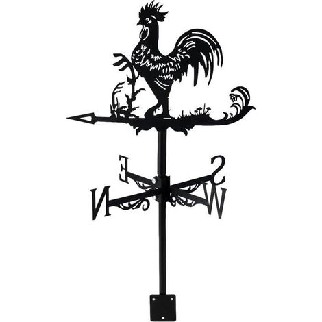 Girouette métal coq – Décoration jardin extérieur – Pour grange, ferme – Résistante intempéries (1/5)