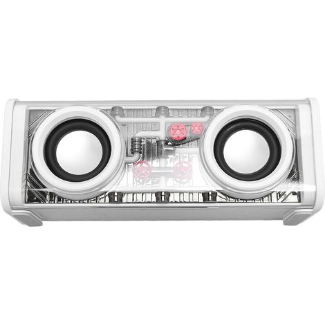 Enceinte Bluetooth avec lumières colorées, Bluetooth 5.3, caisson de basses, portable et sans fil, idéale pour la maison, les fêtes en extérieur et en plein air (blanche). (1/5)