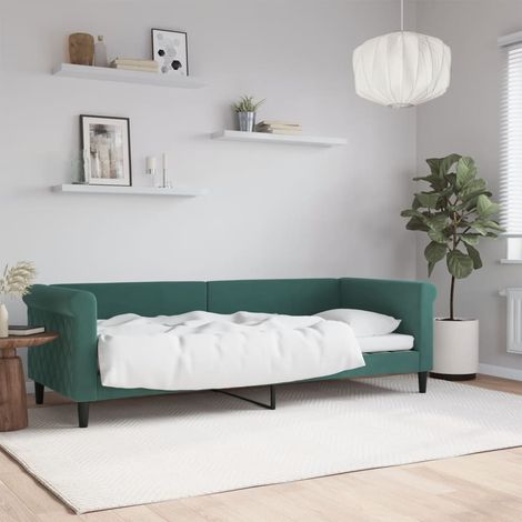 Sofá cama sin colchón terciopelo verde oscuro 80x200 cm vidaXL