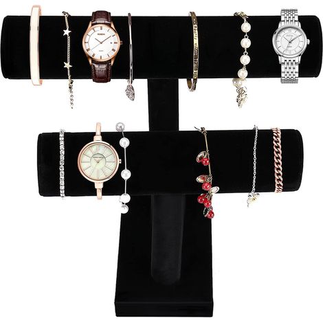 Supporto per bracciali in velluto, porta gioielli, porta orologi, catene per bracciali, espositore per bracciali, barra a T, 2 rotoli