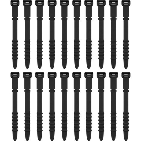 Lntyq Wiederverwendbare Kabelbinder aus Silikon, 11,3 cm Kabel-Organizer, elektrischer Kabelclip für USB-Kabelmanagement, Kabelorganisation im Büro, PC-Kabelmanagement (11,3 cm, 20 Stück, schwarz) (1/5)