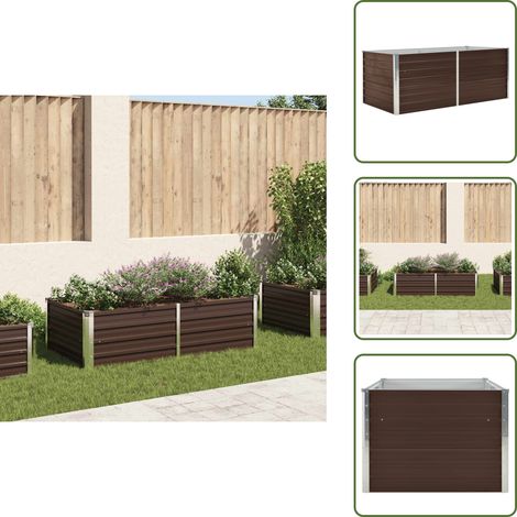 The Living Store Jardinière 160 x 80 x 45 cm Acier galvanisé Marron - Jardinier - Pot De Fleurs - Bac À Fleurs - Extérieur - Balcon (1/5)
