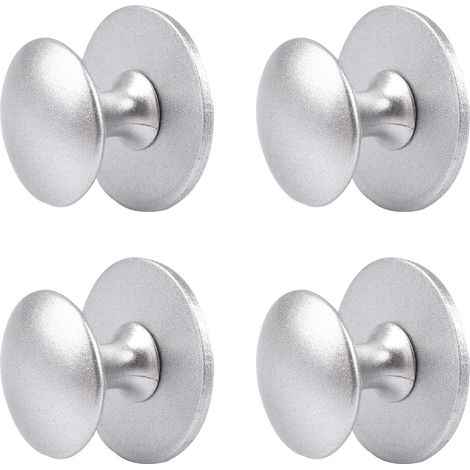 Lot de 4 boutons de tiroir en acier inoxydable, auto-adhésifs, pour porte coulissante, avec vis de montage, pour armoire en verre et tiroir (argenté) (1/5)
