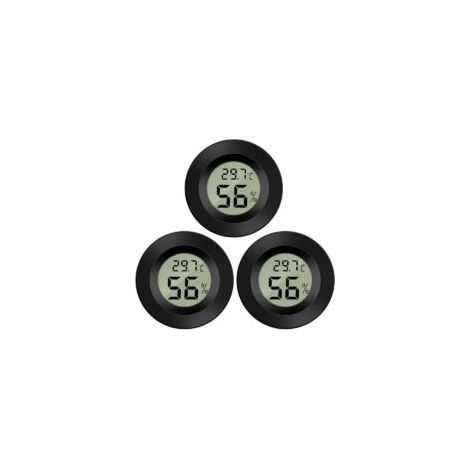 3er-Pack digitales LCD-Hygrometer-Thermometer zur Feuchtigkeitsmessung für Luftbefeuchter, Luftentfeuchter, Gewächshäuser, Keller und Kinderzimmer - Crezuo (1/4)