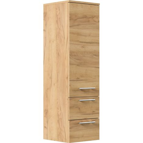 Hochschrank 120 cm eiche gold mit Glaseinlagen