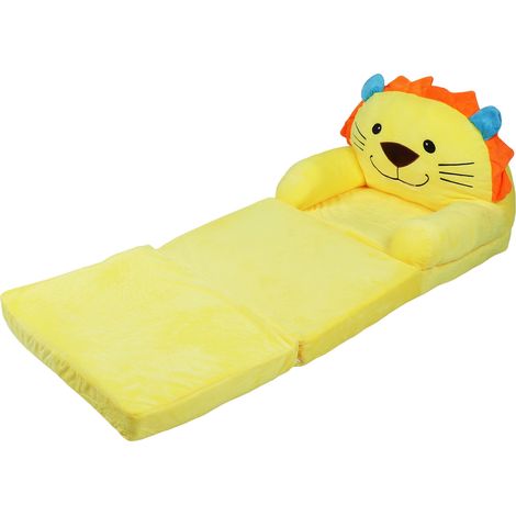Canapé enfant jaune pliable avec poignées larges, doux et respirant, idéal pour lire, se détendre et dormir. (1/5)