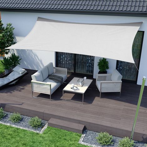 TRADE SHOP - Vela Tenda Rettangolare Parasole Protezione Sole Ombra Giardino 3x4 Mt Bianca 017036 - (1/5)