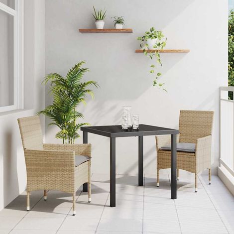 Ensemble de salle à manger pour jardin 3 pcs-Salon de jardin Beige polyrotin 201470 (1/5)