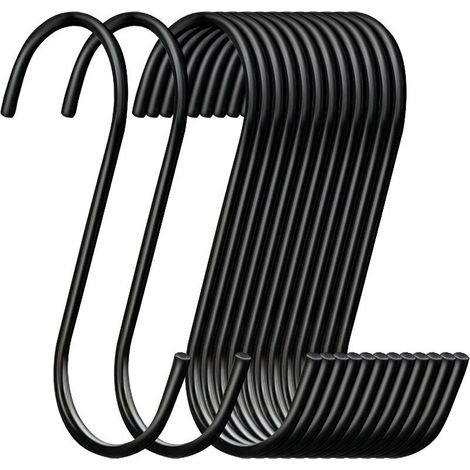 Crochet En S - Acier Haute Résistance Avec Revêtement Caoutchouc Antidérapant - Pour Suspension Sur Étagères Et Supports Métalliques - Lot De 12 (1/2)