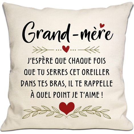 Housse de coussin pour grand-mère, cadeau de petit-fils ou petite-fille, message affectueux, anniversaire Noël (1/5)