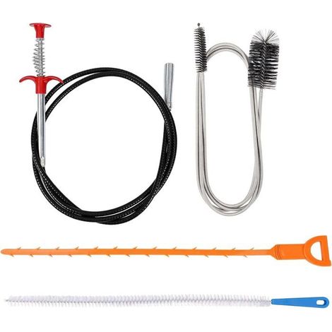 4 Pièces Furet Déboucheur Canalisation,Kit Déboucheur Évier Avec Pince Flexible,Brosse De Nettoyage Et Tige Spirale,Pour Wc,[RD165] (1/5)