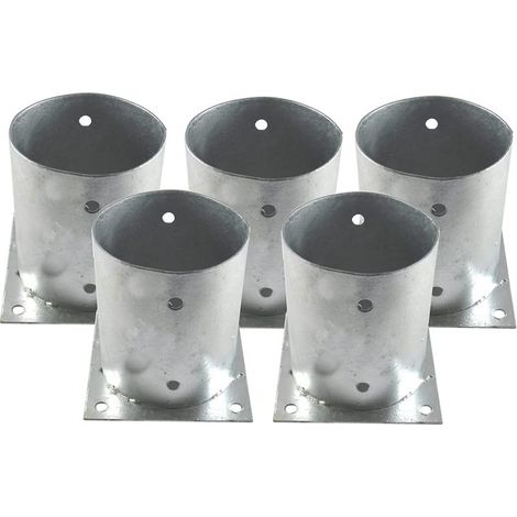 Pack 5 Base para Poste de madera redondo 10 cm  Anclaje Galvanizado Suelo para Postes  Soporte para Poste de Madera redondo