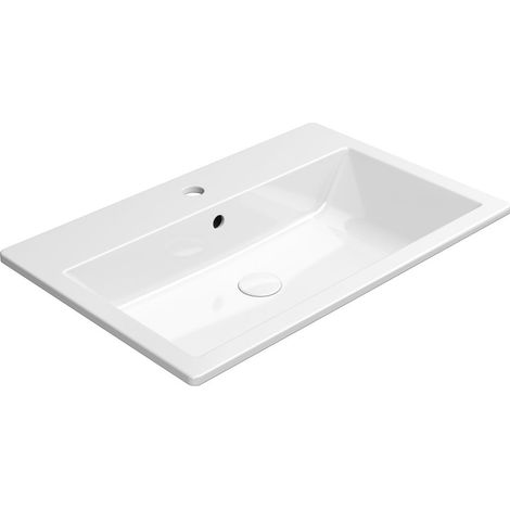 Lavabo en céramique KUBE X 70x46cm, à encastrer, blanc ExtraGlaze (1/2)