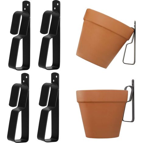 Support Jardiniere Balcon pour Pot en Terre Cuite, Accroche Plante Mural Caché, 10 à 23 cm Support de Pot de Fleur- 4 Pièces (1/5)
