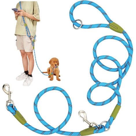 1 Laisse mains libres,Nylon réfléchissant,Sangle épaule,Boucle pivotante 360°,Course marche petits moyens grands chiens