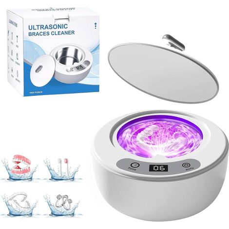 Ultraschallreinigungsgerät für Silberschmuck mit UV-Licht und tragbarem Timer zur Ausrichtung von Zahnprothesen, Zahnschienen, Mundschutz und Knirscherschienen