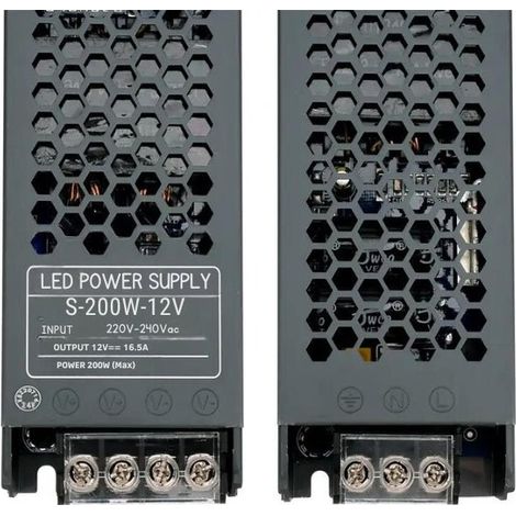Silamp – Transformateur 220V 12V 200W IP20 DC 16.5A pour ruban LED intérieur – Protection contre surcharge et court-circuit – Température de fonctionnement -25° à +45°