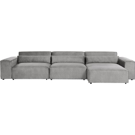 Moderno sofá esquinero modular 3 plazas tapizado de tela gris izquierdo Hellnar (1/5)