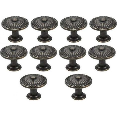 Lot de 10 poignées de porte et de tiroir en bronze vintage, bouton de meuble de 25 mm, poignées rondes en laiton pour placards et cuisines, couleur C (1/5)