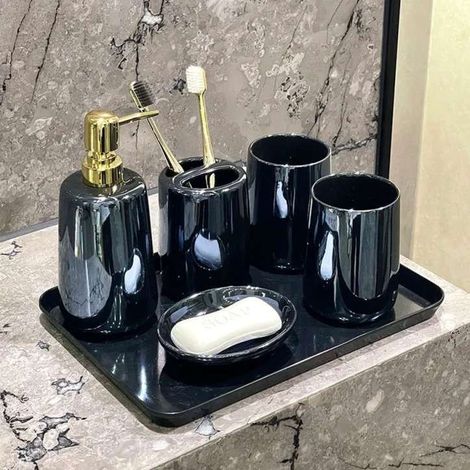 Lot d’accessoires salle de bain – Ensemble 5 pièces design (1/5)