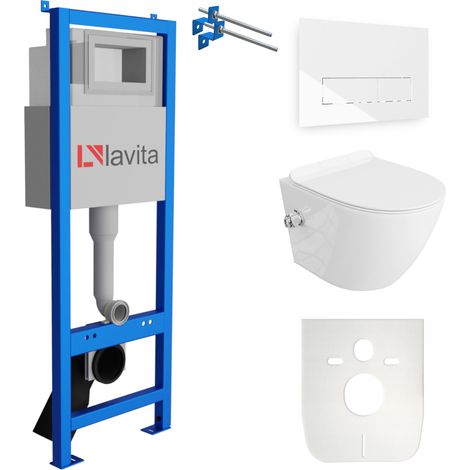 LAVITA WC Set mit Vorwandelement, Wand-WC und Spülknopf (1/5)