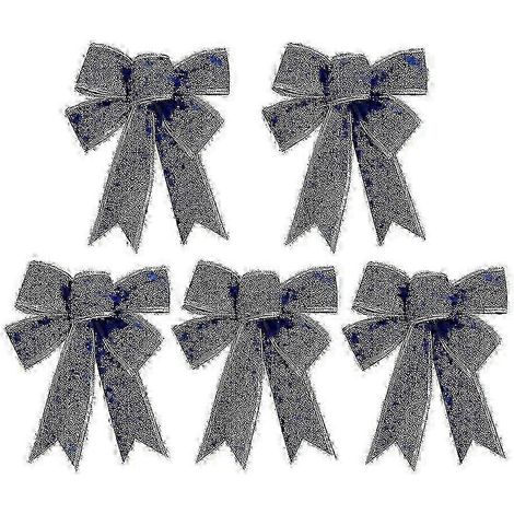 Nœud papillon scintillant de Noël, décoration de sapin de Noël (bleu, lot de 5) (1/5)