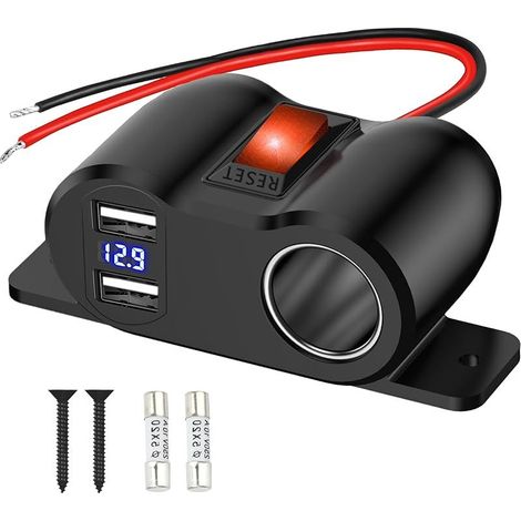 Prise Allume Cigare 12V USB: Adaptateur Allume Cigare USB à Niveau et Affichage du Voltmètre LED pour Camping-car Bateau (1/5)