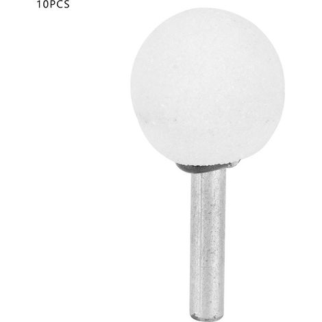 Ortviai Embouts de meulage céramique en corindon blanc – 10 pièces, forme bille, diamètre tige 6 mm, dimensions 6 x 25 mm (1/5)