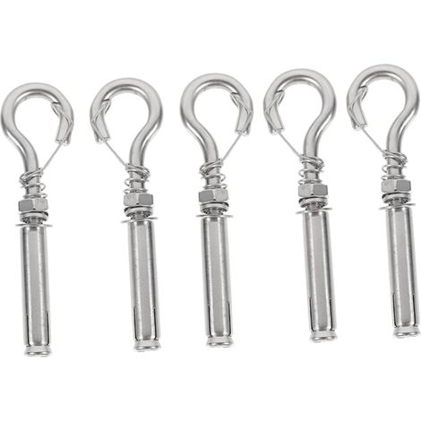 Set di 5 ganci di sollevamento in acciaio inox per coperchi di pozzetti, fissaggio anticaduta per reti di coperchi di pozzetti e installazione interna. (1/5)