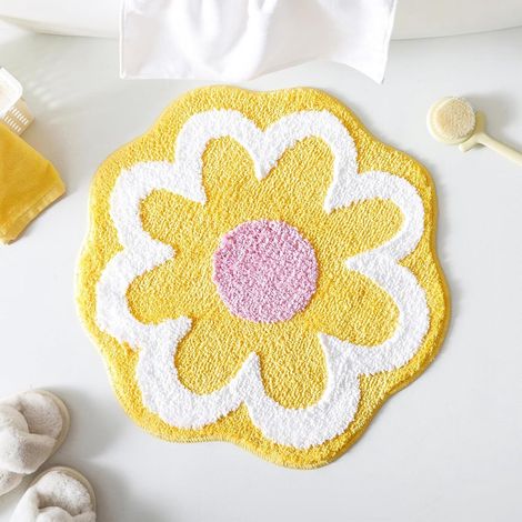 Tapis de bain, 40 x 40 cm, rose, absorbant, à séchage rapide et antidérapant, idéal pour la douche et la baignoire (1/5)
