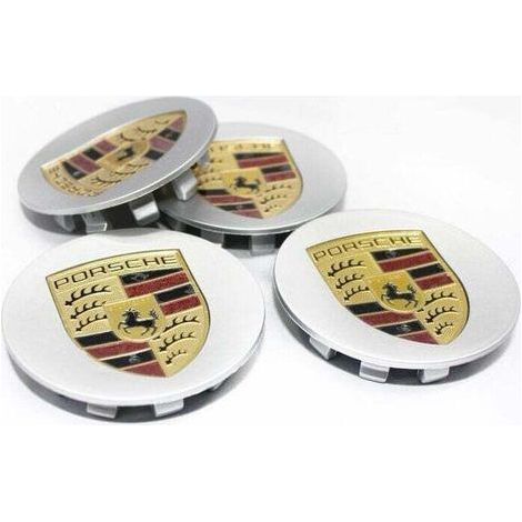 Couvercles centraux de jante Porsche en argent, diamètre 75 mm, lot de 4 (pièce individuelle)