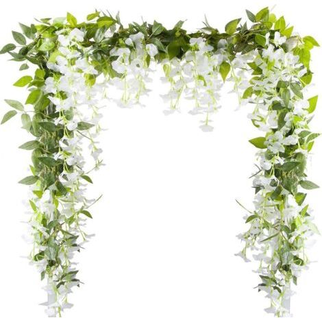 5pcsx2m Artificielle Fleurs Wisteria Vigne, Faux Glycine Fleurs Guirlande Suspendue pour Arche de Cérémonie de Mariage Décor Flor (1/4)