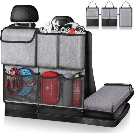 Trunk Organizer (Gray) - Detachable Car Storage Bag, Multi-Purpose Car Seat Organizer Bag for Car Interior for Jeep, SUV, Van MUMU (1/4)