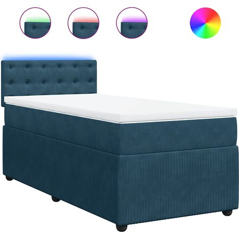 Maison Exclusive - Giroletto a Molle con Materasso Blu 90x200 cm in Velluto (1/5)